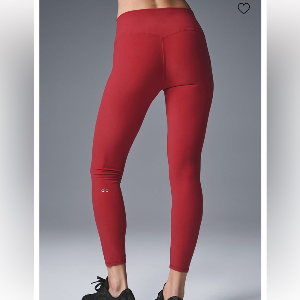 NWT Alo Bold Red Alosoft Leggings High Waisted 7/8 Pants Yoga Workout Brand New